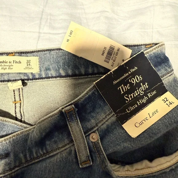 Abercrombie & Fitch The ‘90s Straight Ultra High Rise Blue Jeans Curve Love - Picture 5 of 8